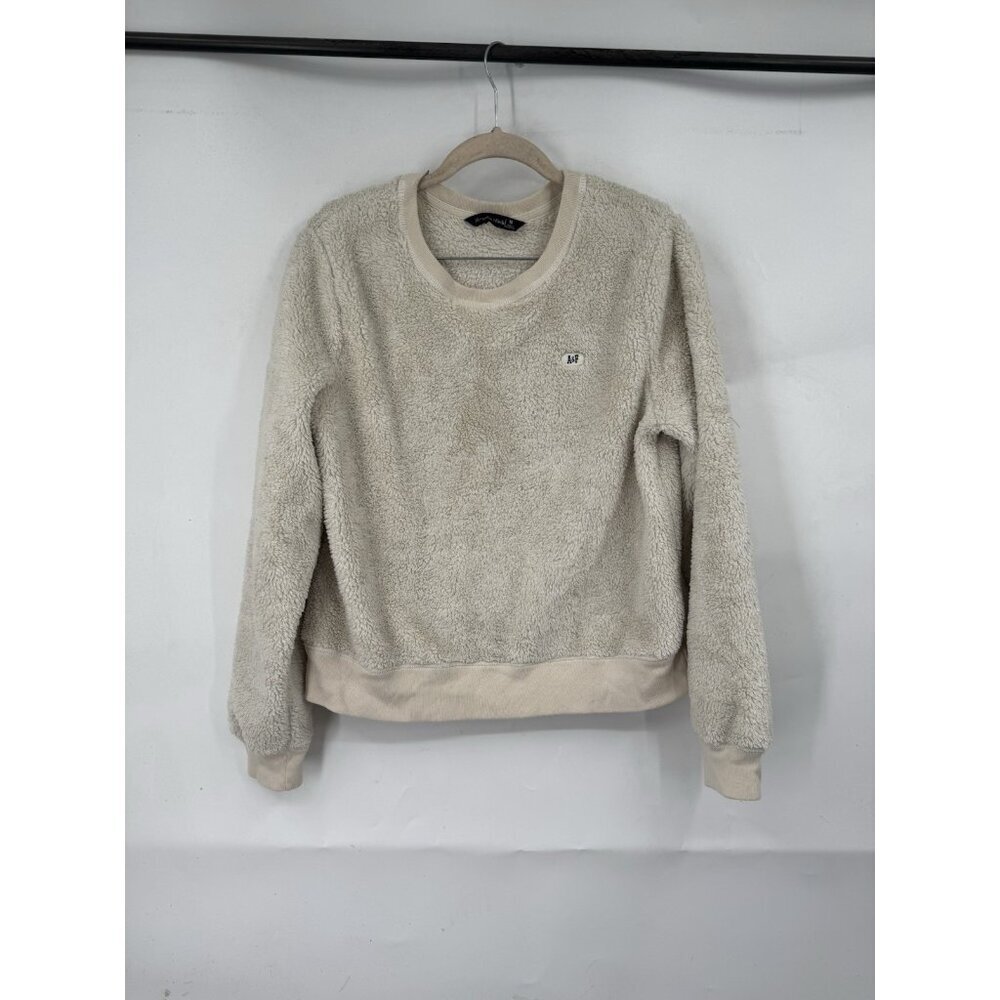 Abercrombie & Fitch Sherpa Pullover Sweatshirt‎ Women Medium Cream Granolagirl